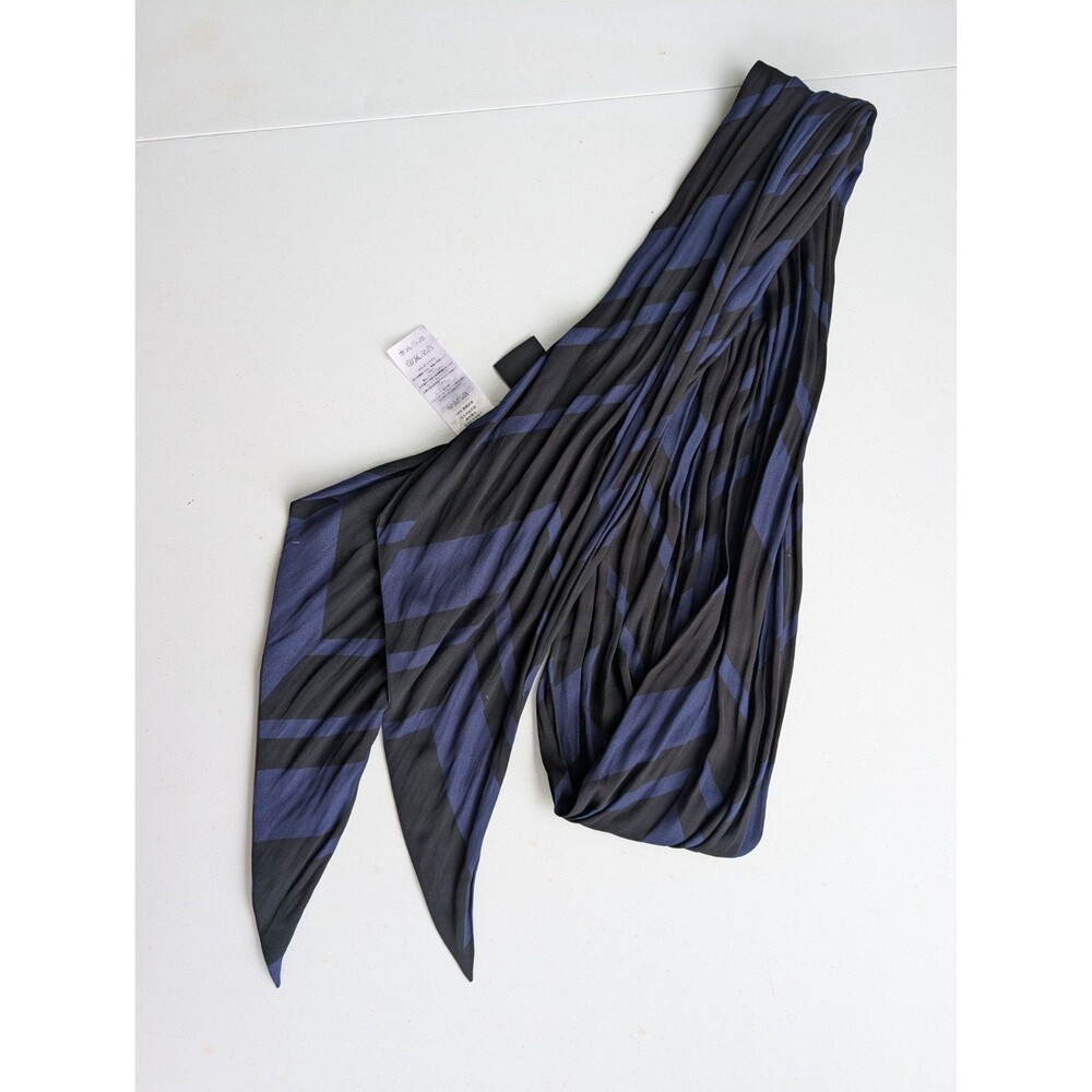 Armani Exchange A|X Geometric Pleated Scarf One Size Navy Blue Black 2015